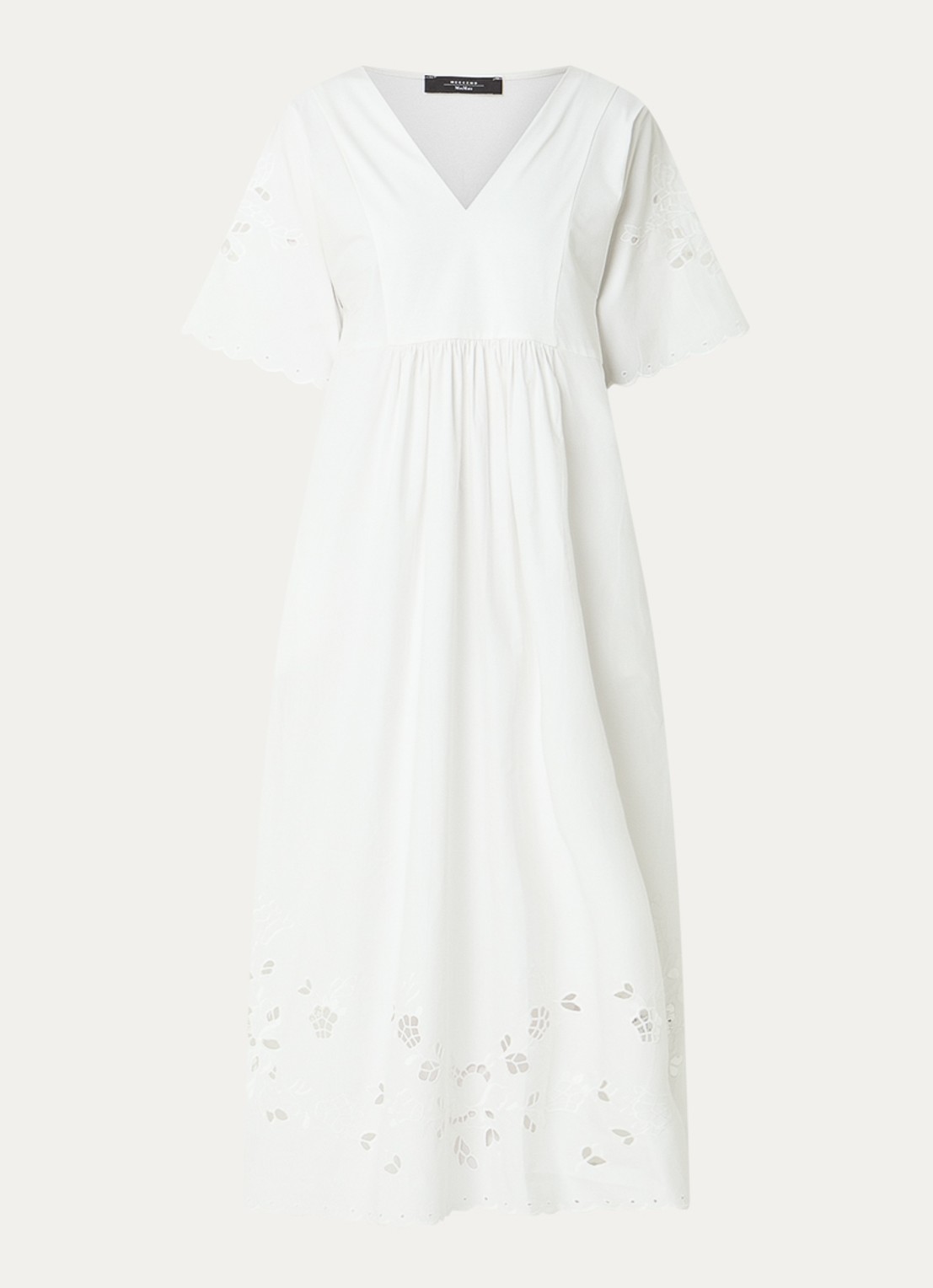 Max Mara Maxi jurk met borduring - voorkant 3 wit