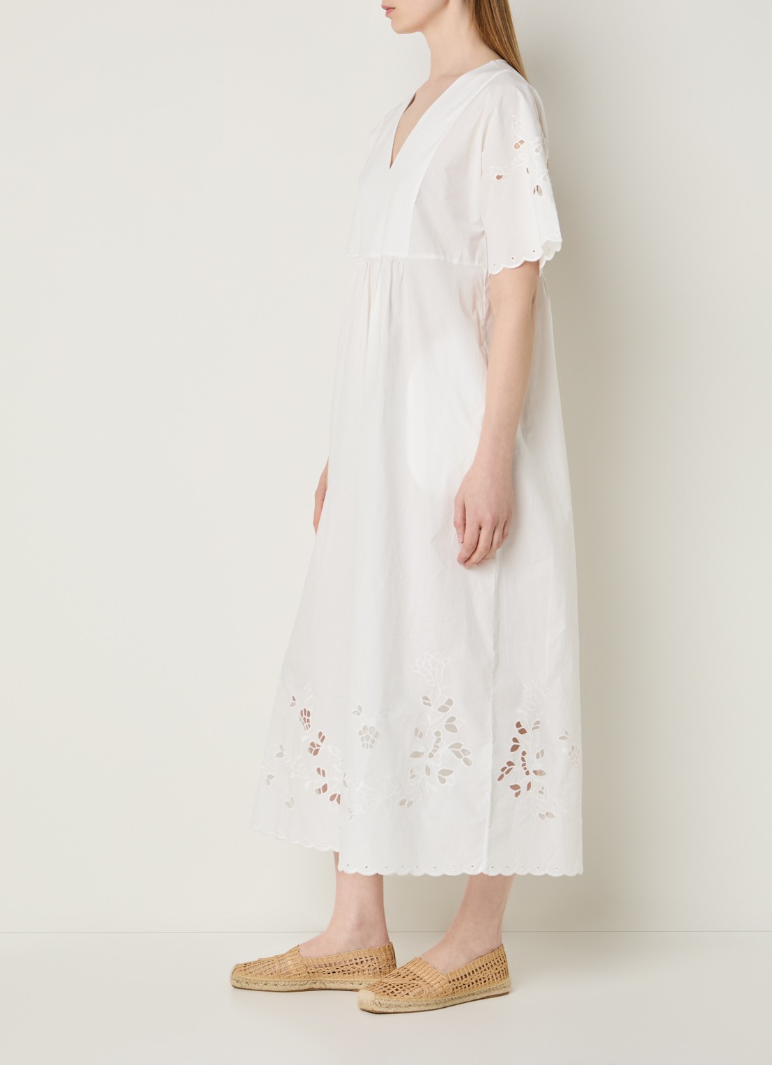 Max Mara Maxi jurk met borduring - voorkant 4 wit
