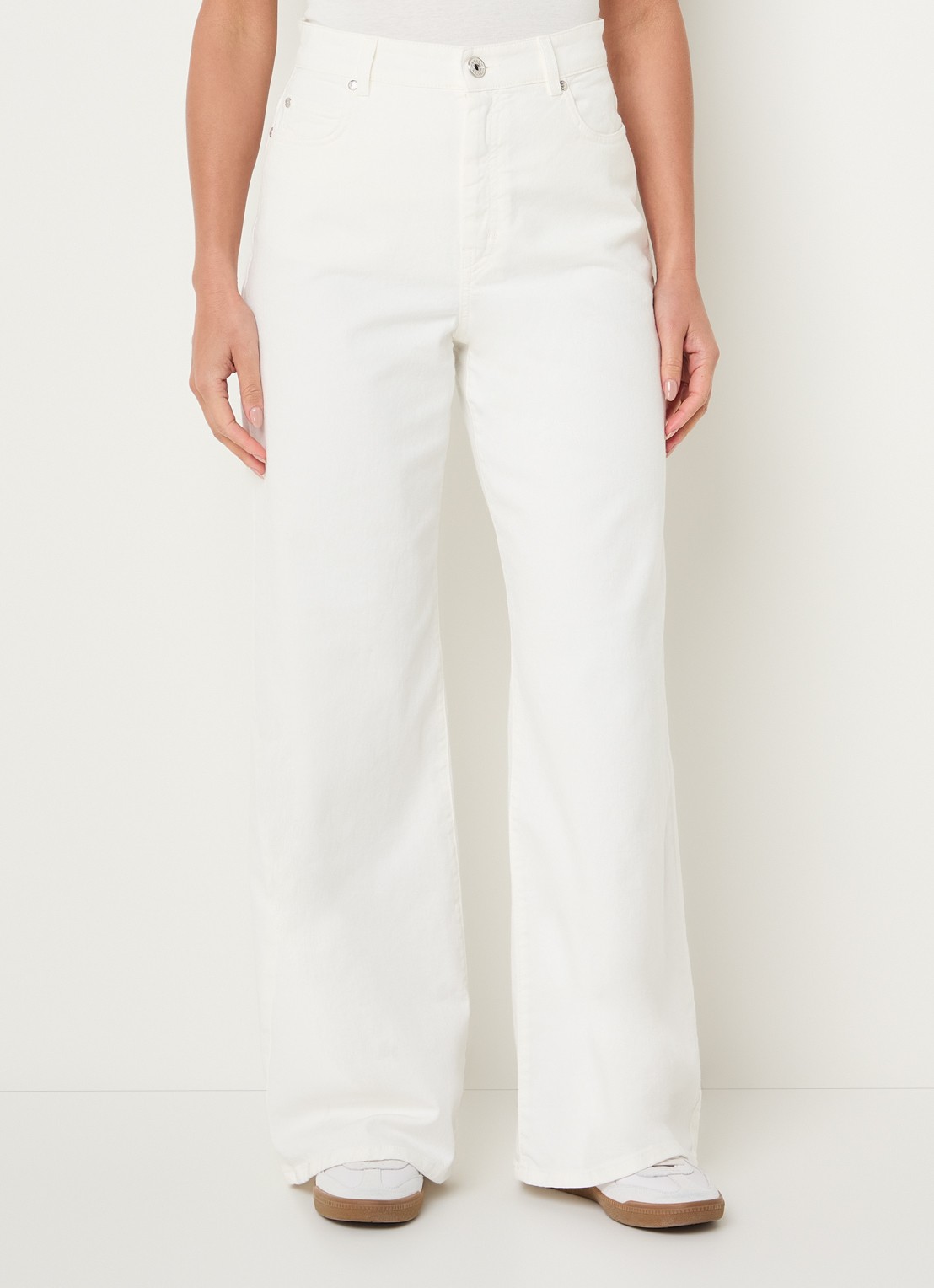 Max Mara Medina high waist straight leg jeans met gekleurde wassing - detail 3 gebroken wit