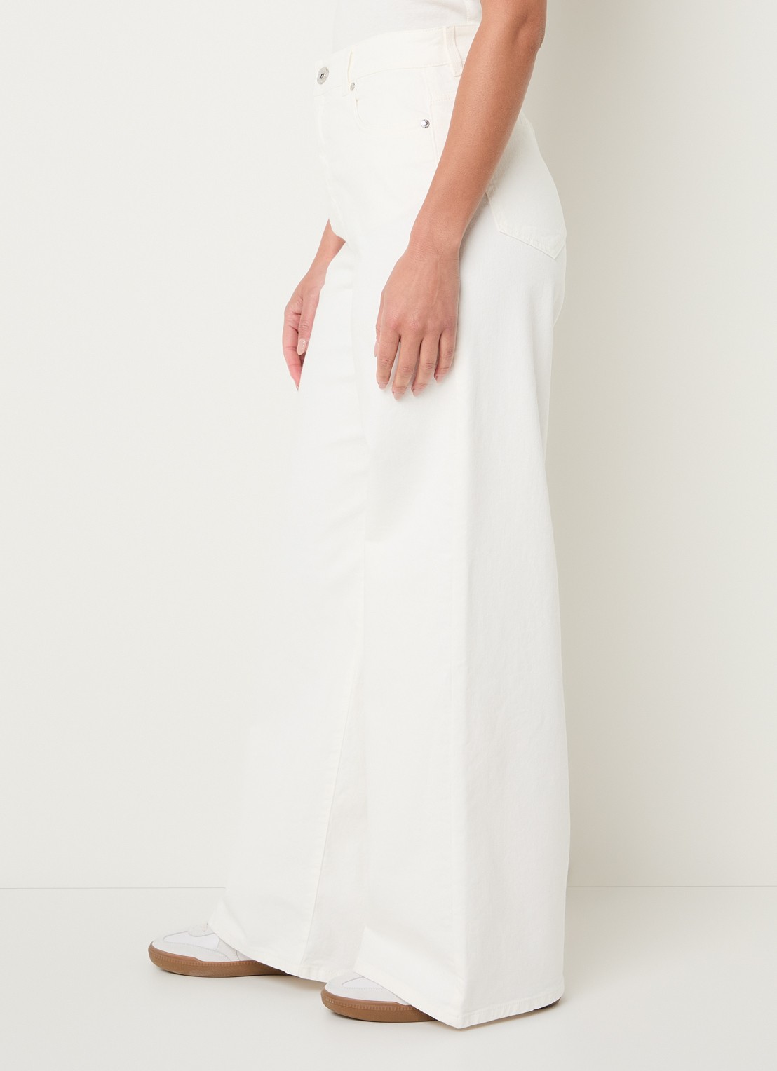 Max Mara Medina high waist straight leg jeans met gekleurde wassing - detail 4 gebroken wit