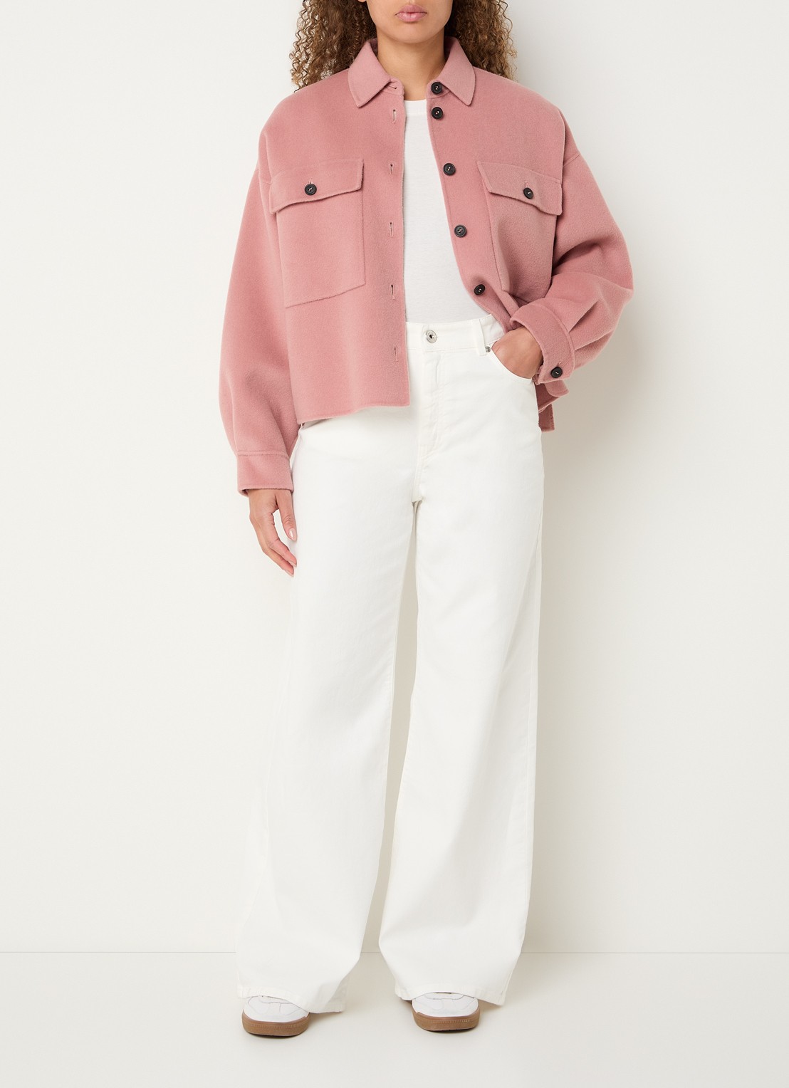 Max Mara Medina high waist straight leg jeans met gekleurde wassing - voorkant 2 gebroken wit