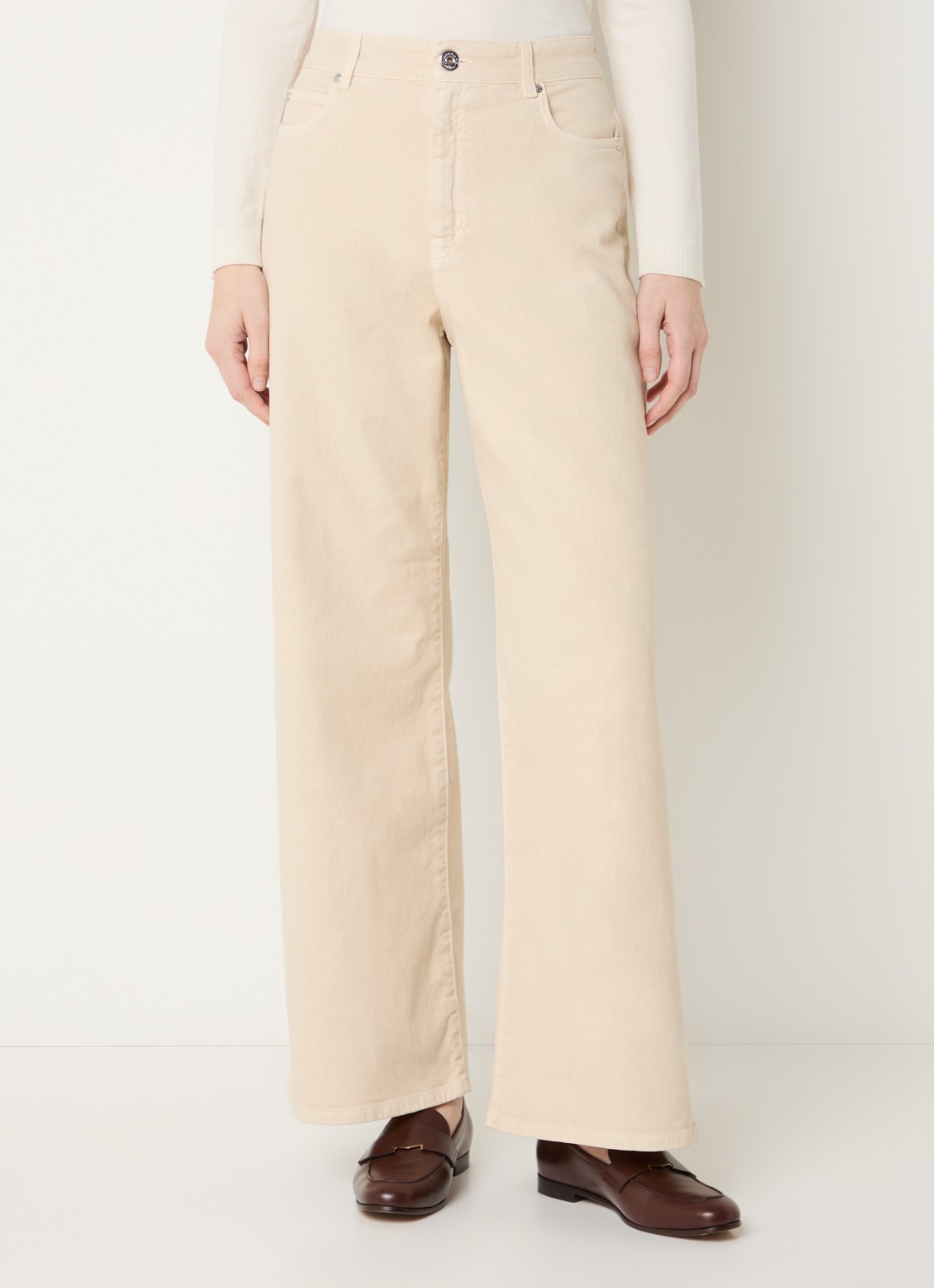 Max Mara Medina high waist straight leg jeans met gekleurde wassing - detail 4 zand