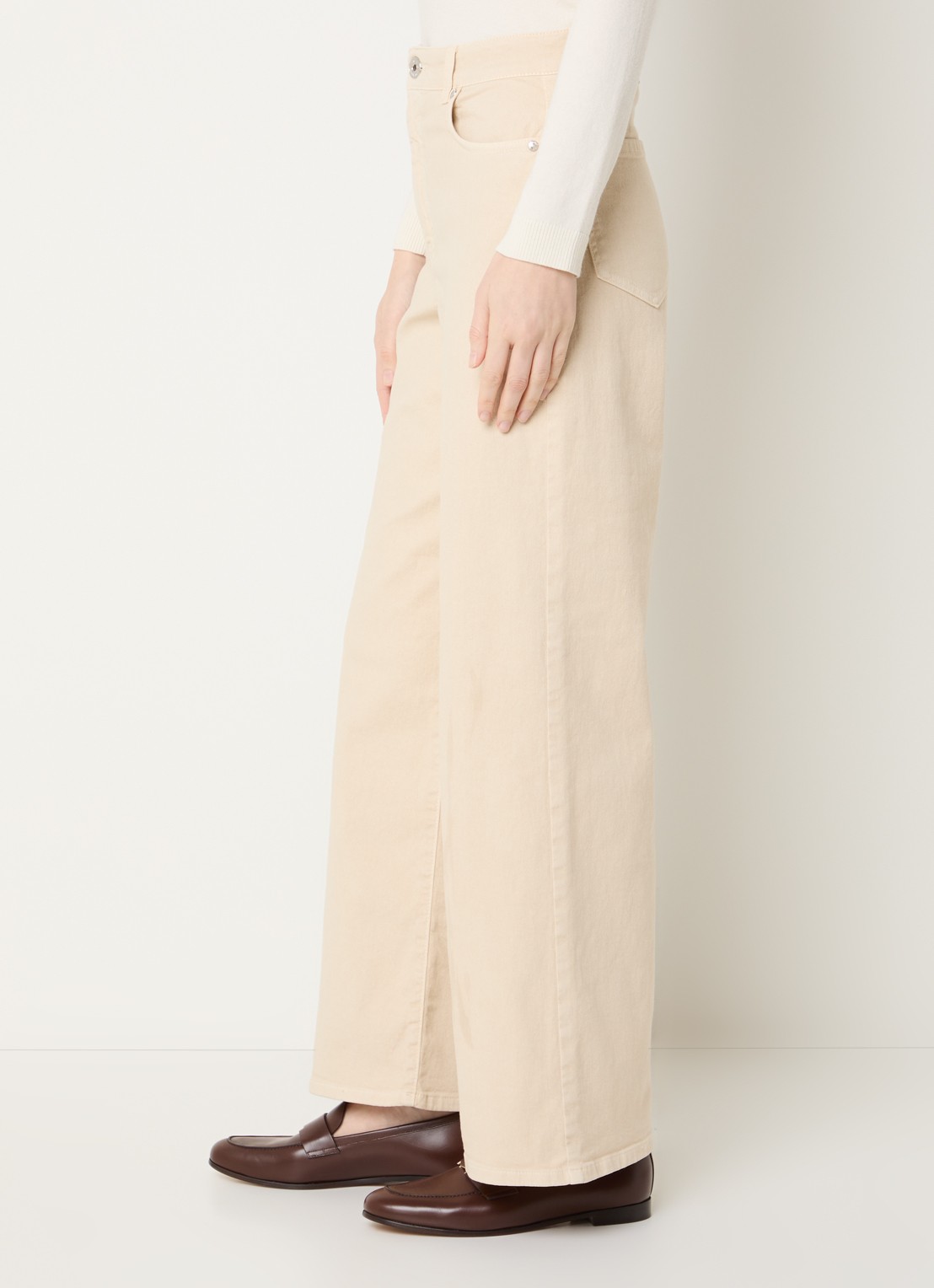 Max Mara Medina high waist straight leg jeans met gekleurde wassing - detail 5 zand