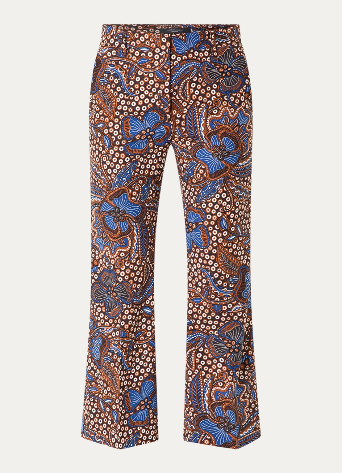 Max Mara Mid waist straight fit broek met bloemenprint - voorkant 2 cognac