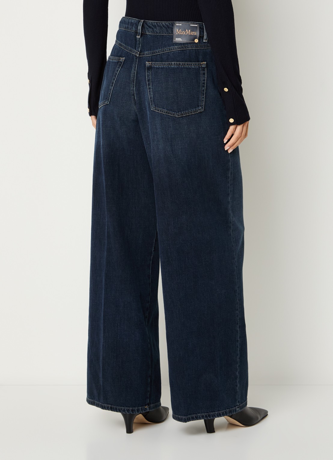 Max Mara Mid waist wide fit jeans met donkere wassing - achterkant indigo