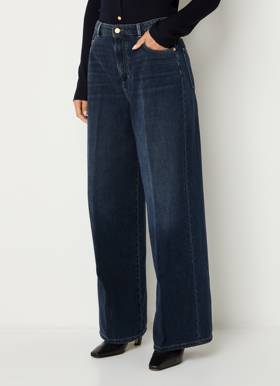 Max Mara Mid waist wide fit jeans met donkere wassing - detail 2 indigo