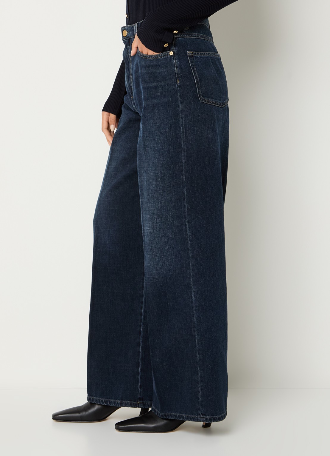 Max Mara Mid waist wide fit jeans met donkere wassing - detail 3 indigo