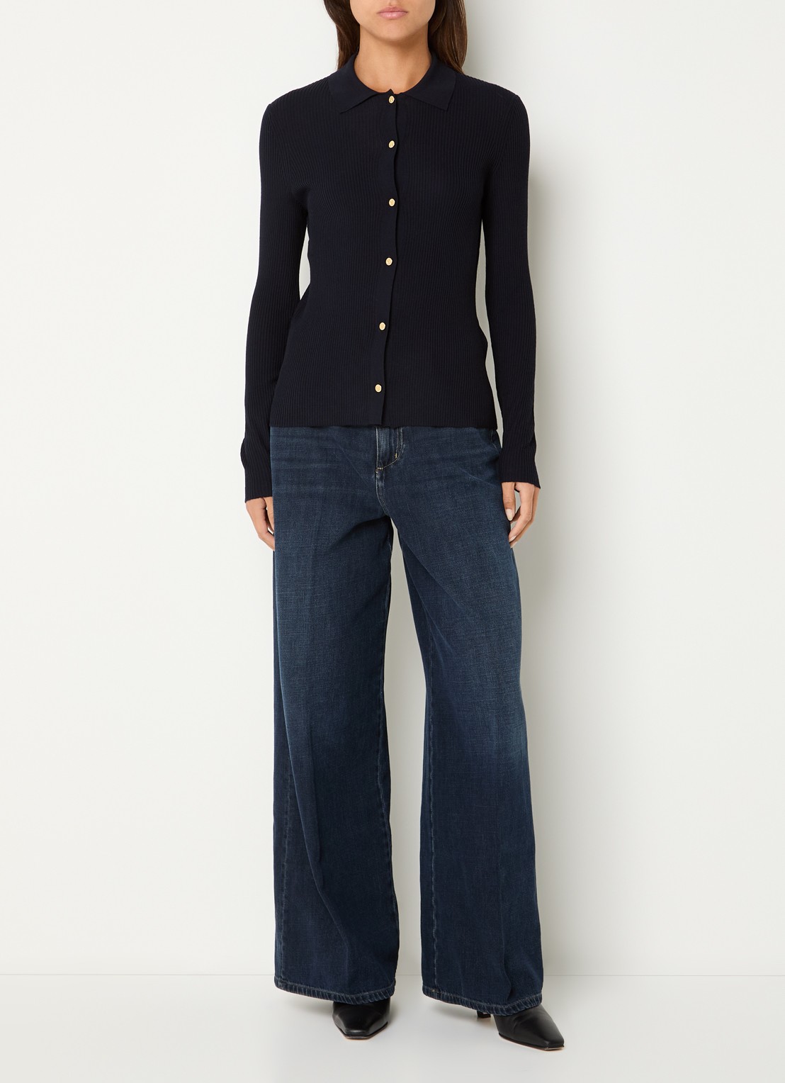 Max Mara Mid waist wide fit jeans met donkere wassing - voorkant 5 indigo