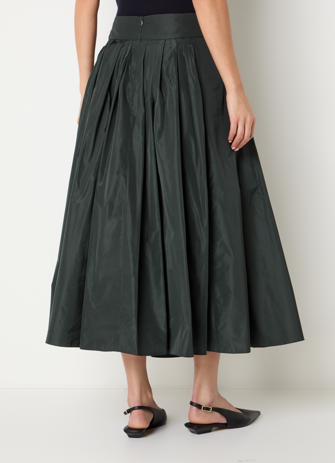 Max Mara Midi A-lijn rok met steekzakken - achterkant 4 bronsgroen