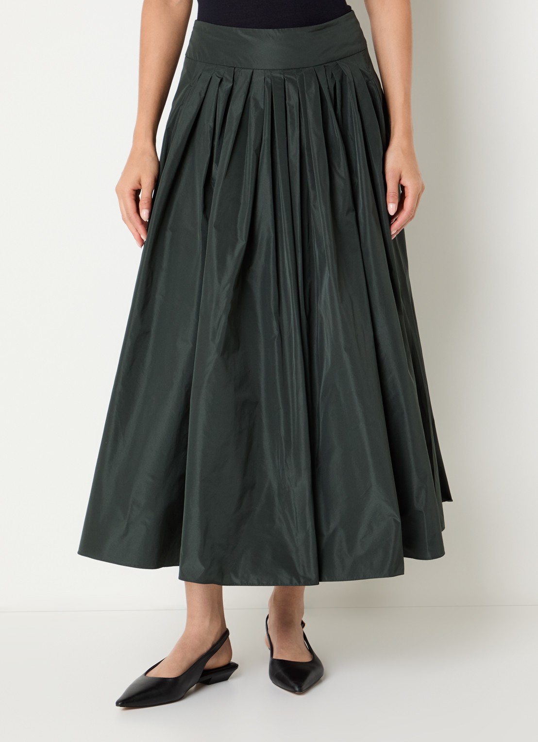 Max Mara Midi A-lijn rok met steekzakken - detail 3 bronsgroen