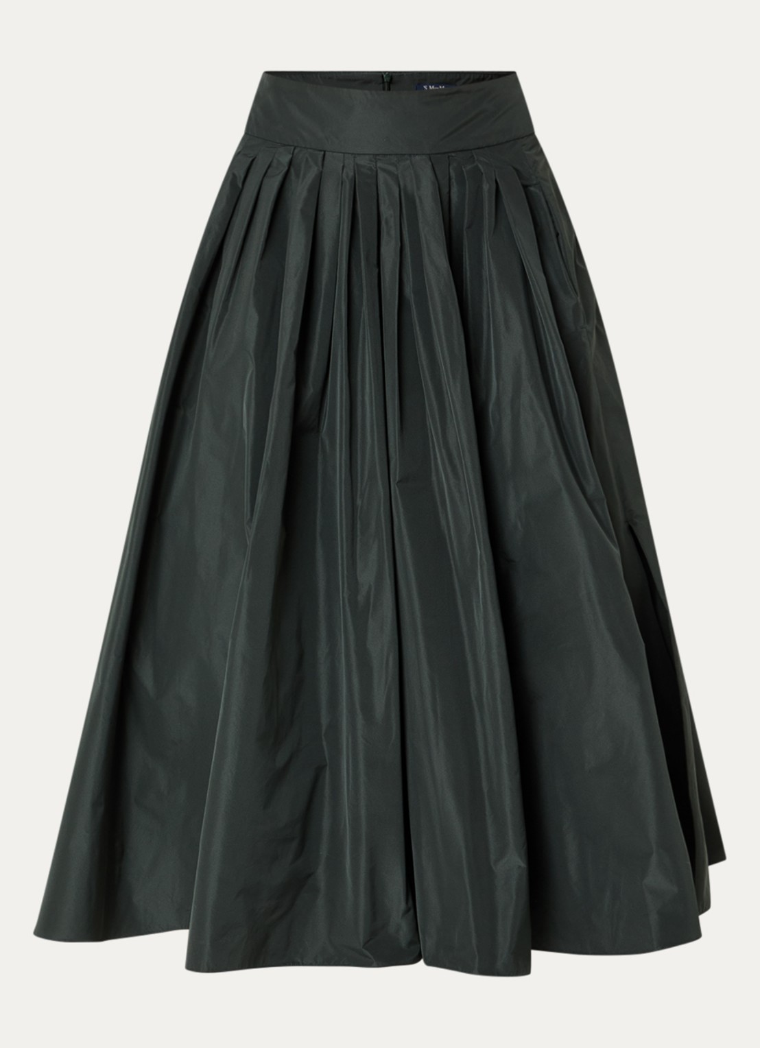 Max Mara Midi A-lijn rok met steekzakken - voorkant bronsgroen