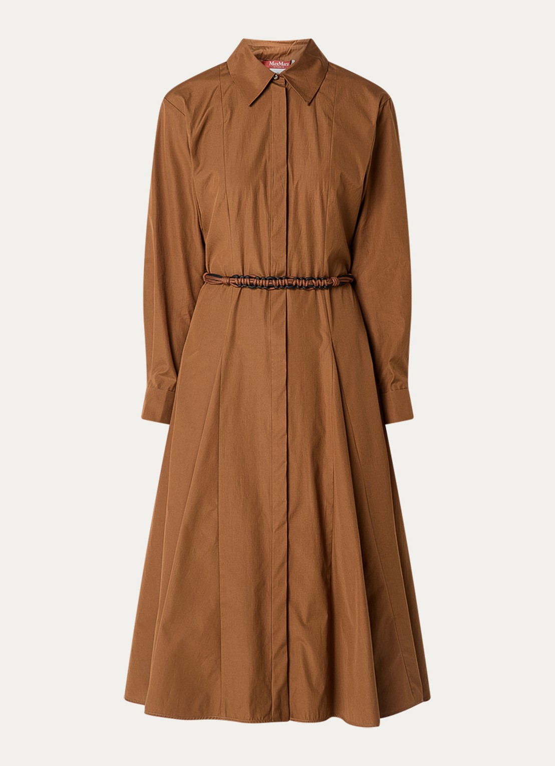 Max Mara Midi blouse jurk met ceintuur - voorkant 3 cognac