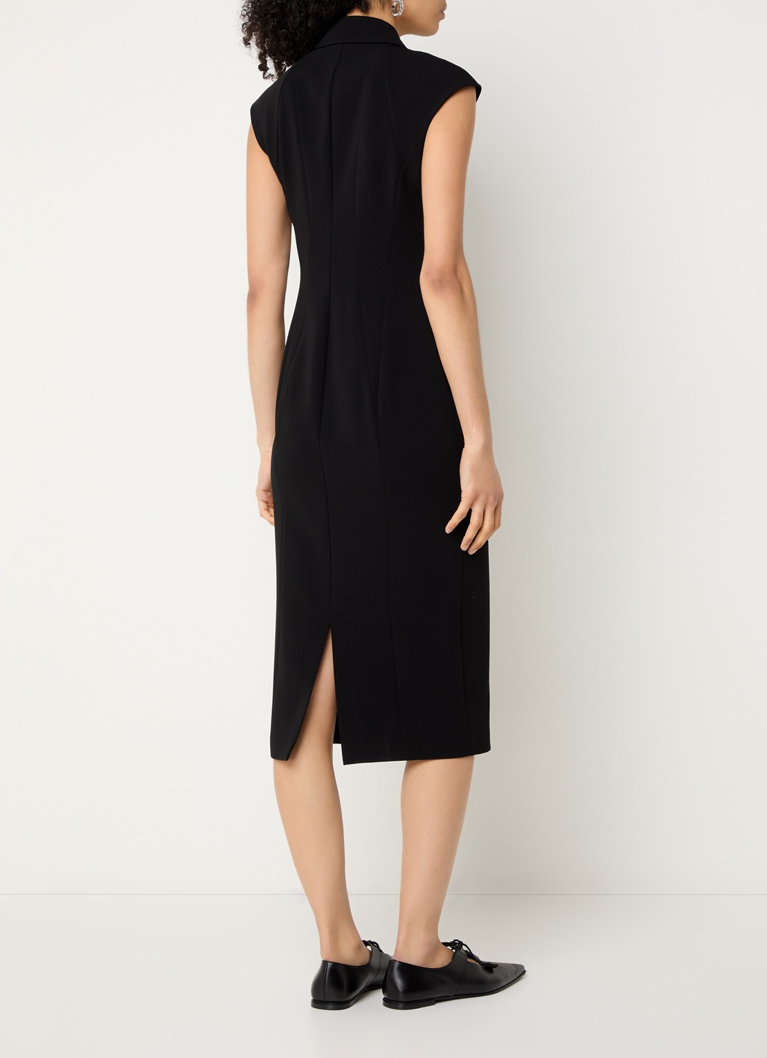 Max Mara Midi jurk met kraag - achterkant 4 zwart