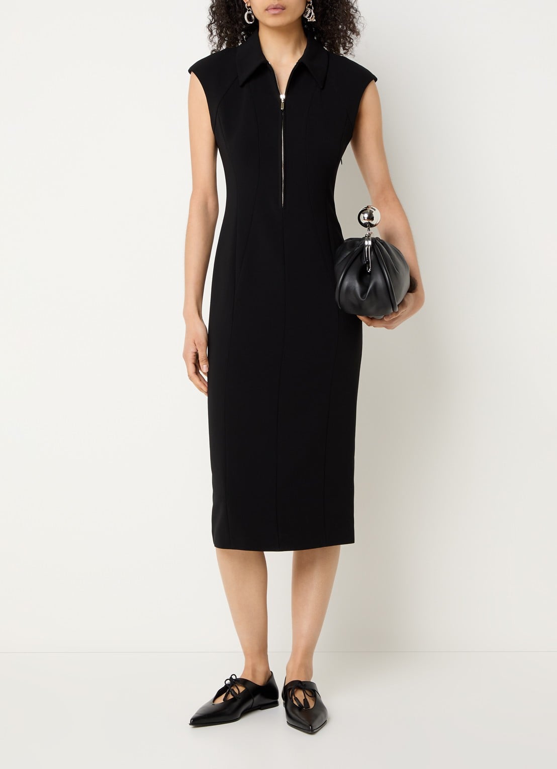 Max Mara Midi jurk met kraag - detail 3 zwart