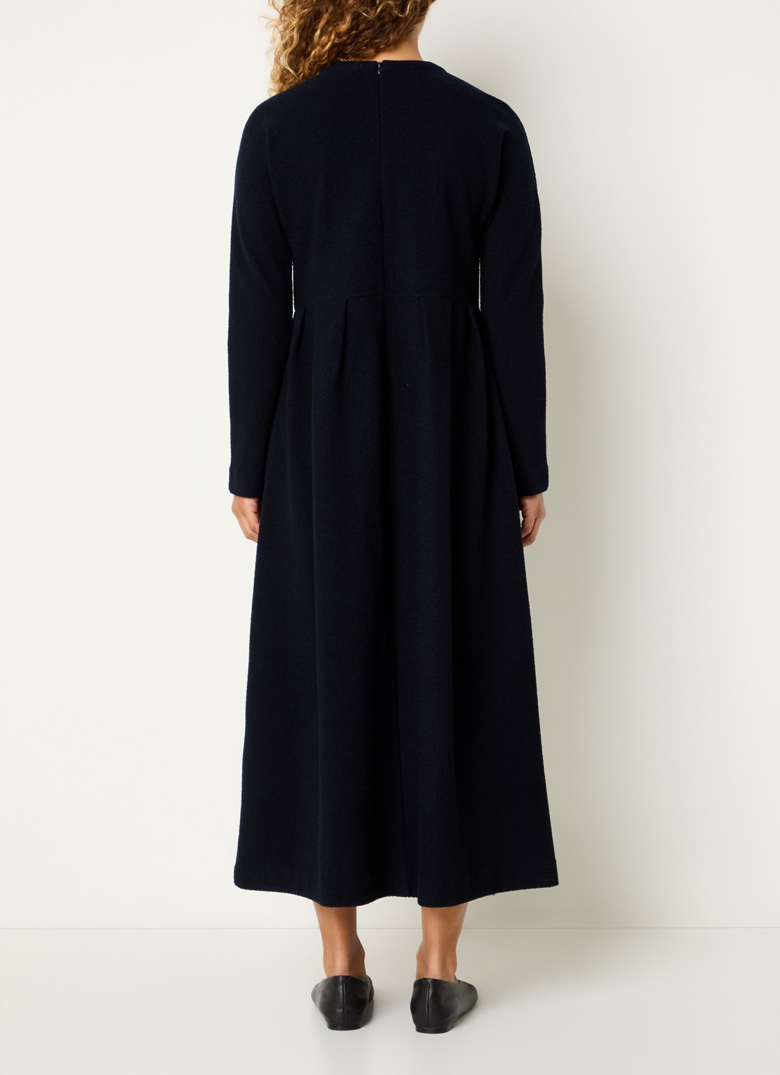 Max Mara Midi jurk met plooidetail - achterkant 2 donkerblauw