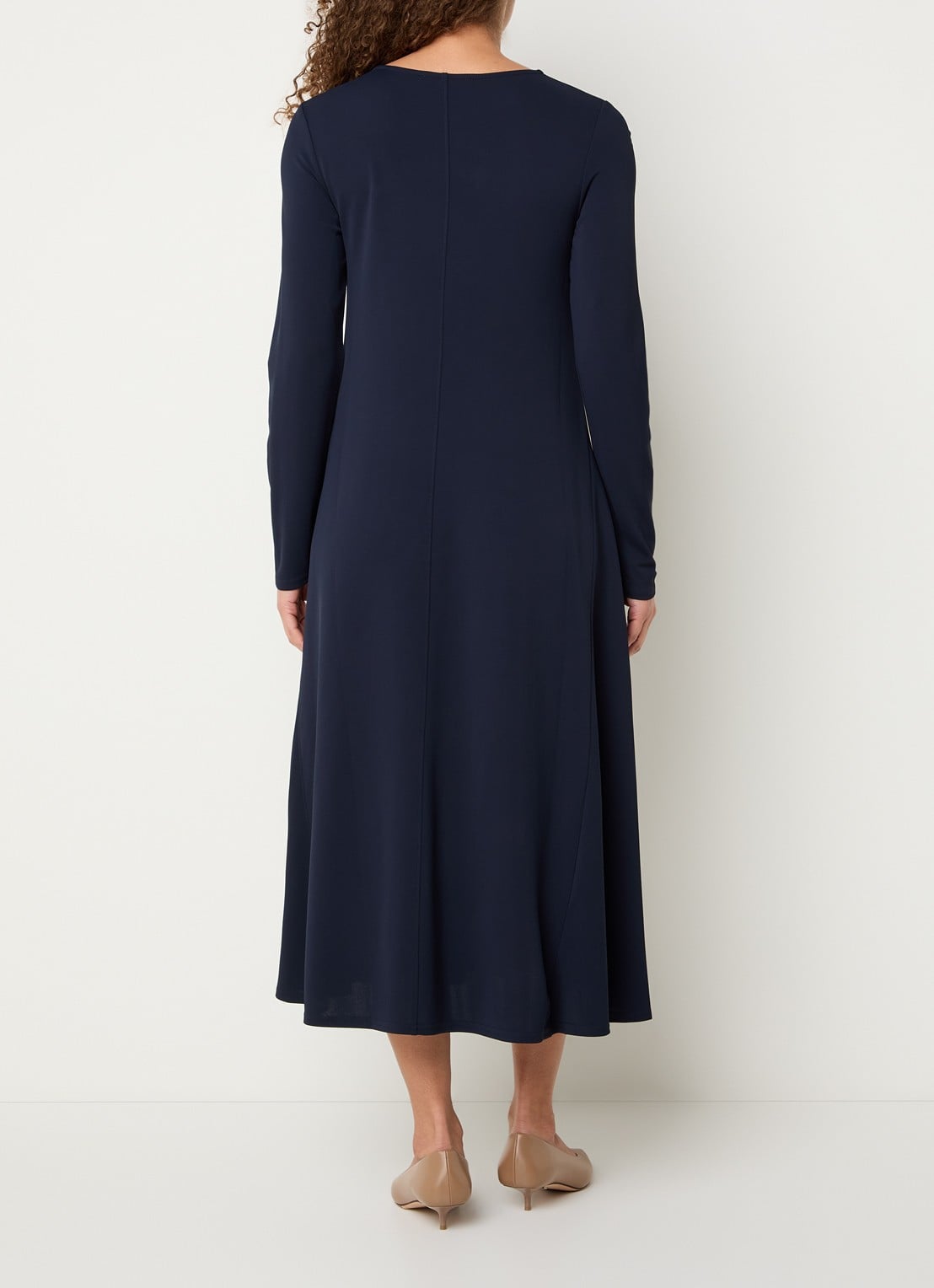 Max Mara Midi jurk met stretch - achterkant donkerblauw