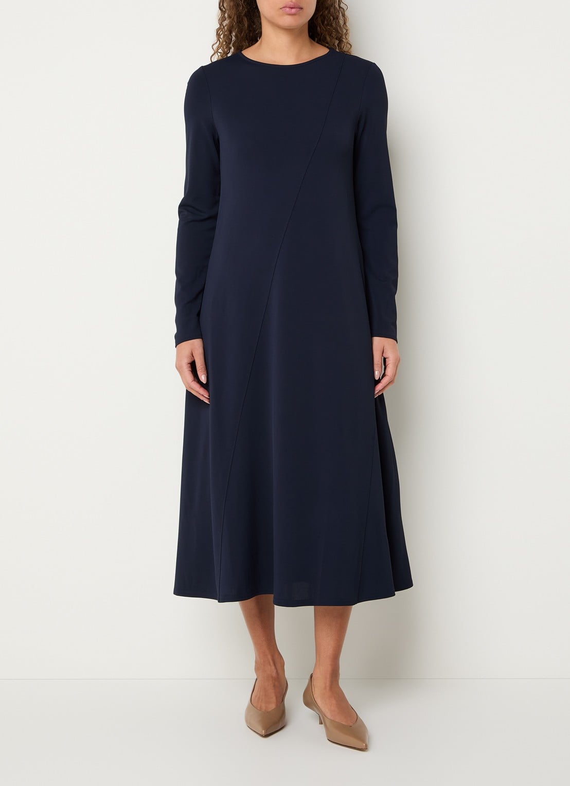 Max Mara Midi jurk met stretch - detail 4 donkerblauw