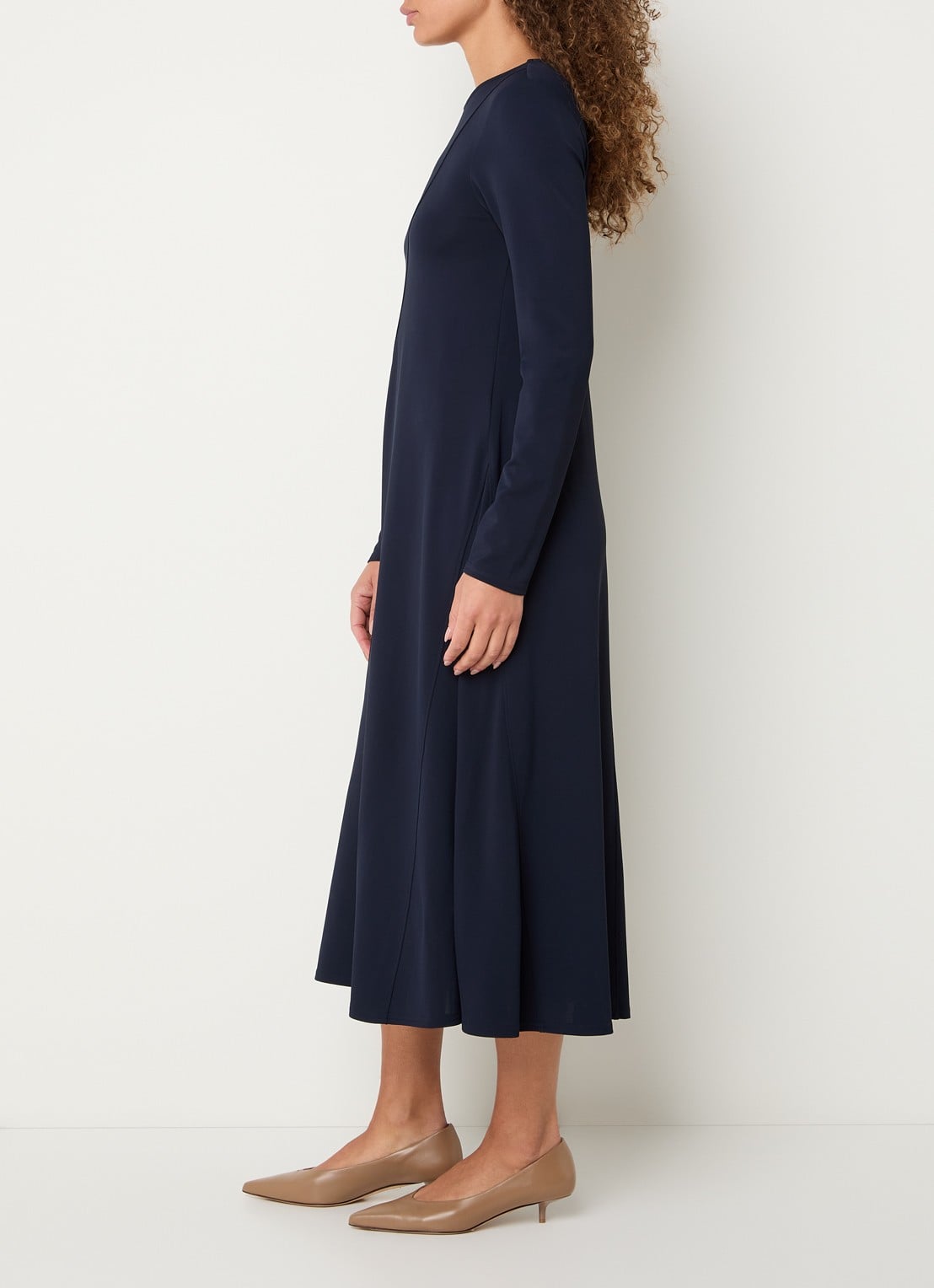 Max Mara Midi jurk met stretch - voorkant 3 donkerblauw