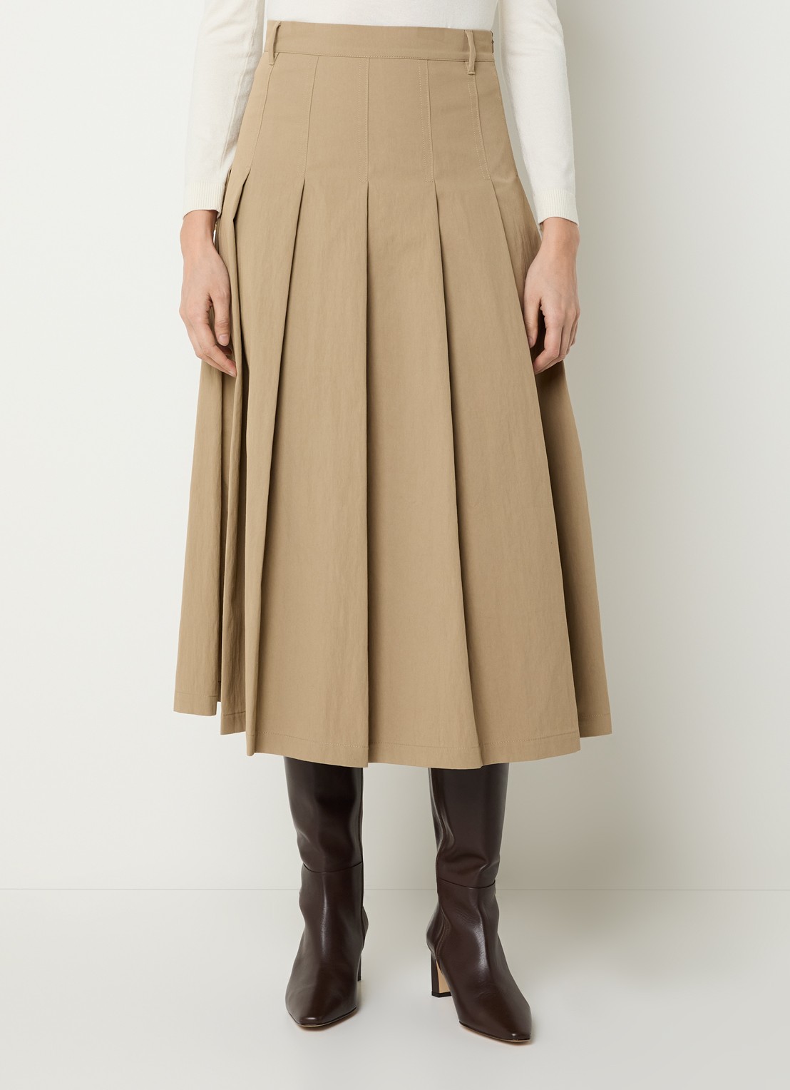 Max Mara Midi rok met plooidetail - detail 4 zand