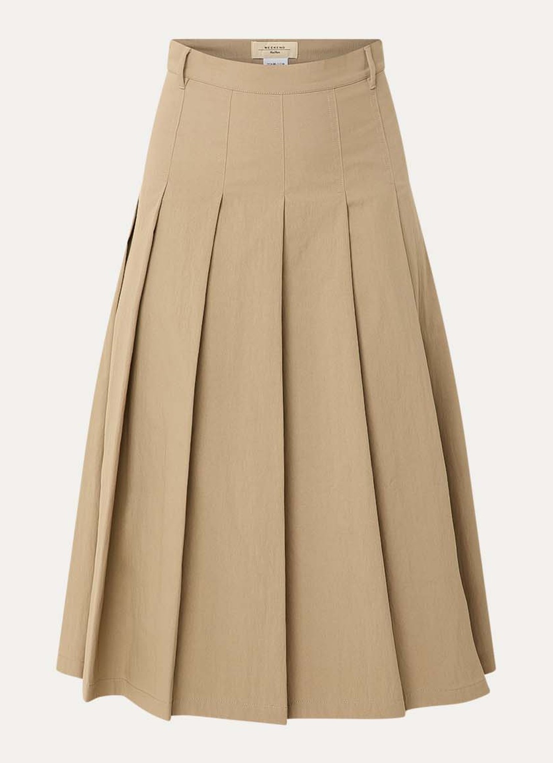 Max Mara Midi rok met plooidetail - voorkant zand