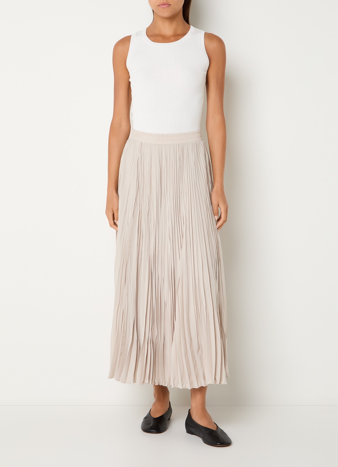 Max Mara Midi rok met plooidetail - voorkant 2 beige