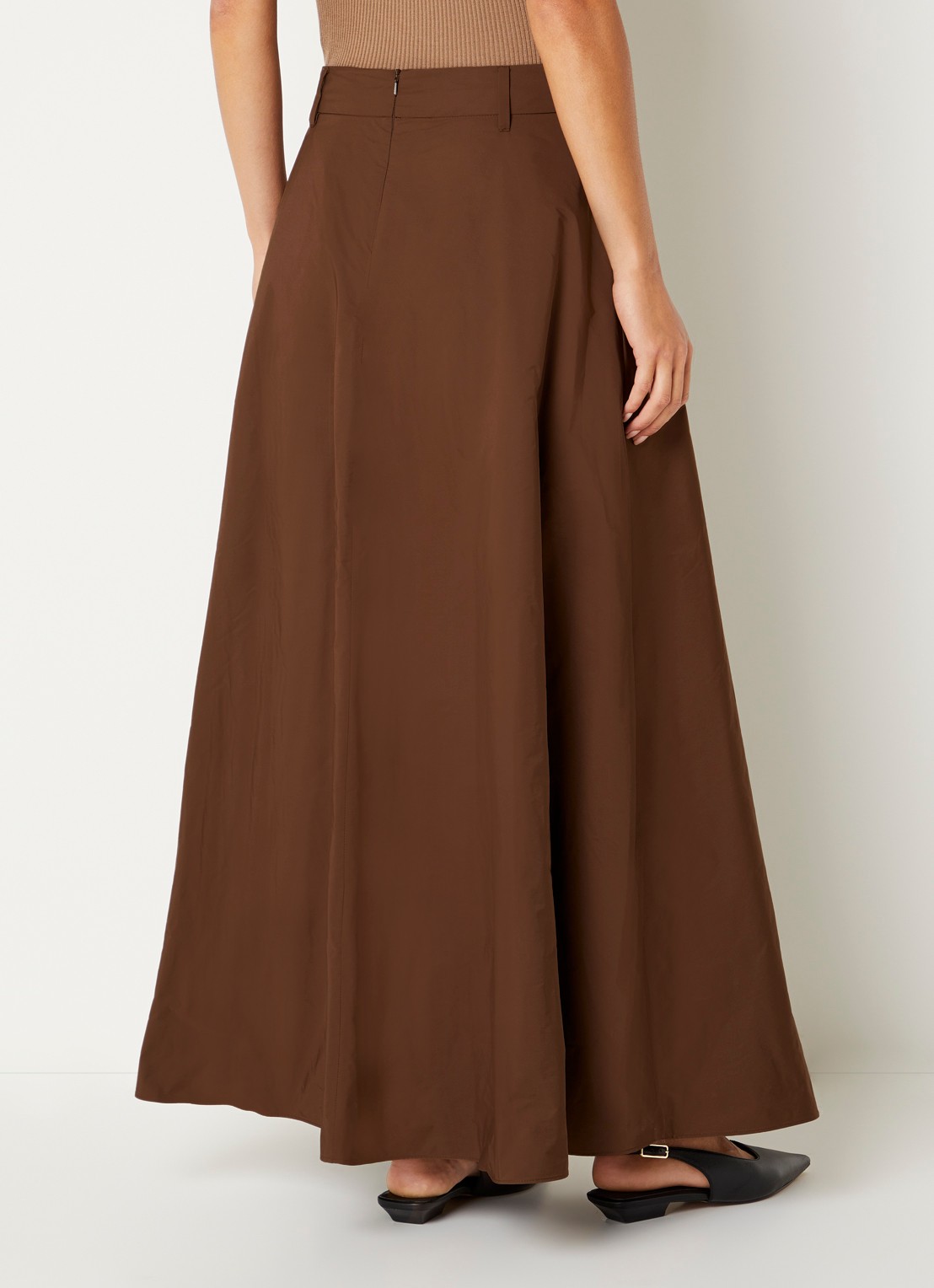 Max Mara Midi rok met steekzakken - achterkant bruin