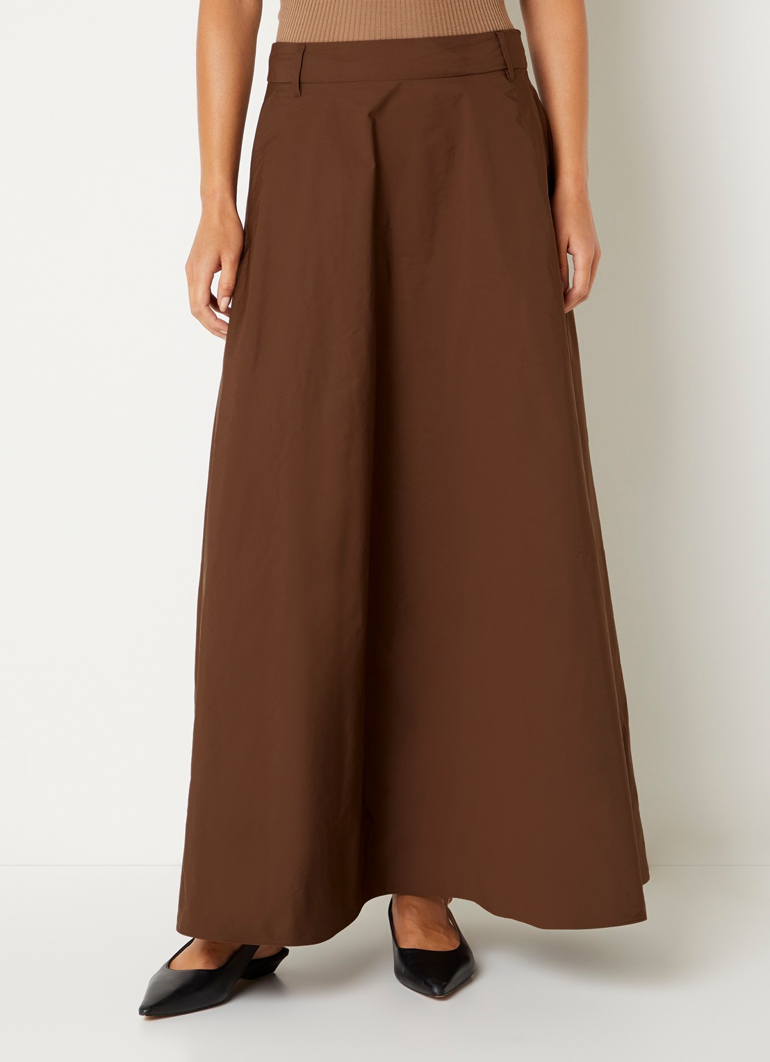 Max Mara Midi rok met steekzakken - detail 2 bruin