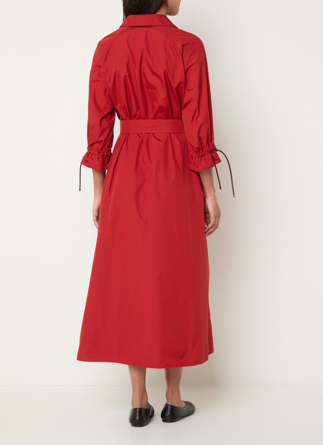 Max Mara Mirto midi tuniekjurk met strikceintuur - achterkant 3 rood