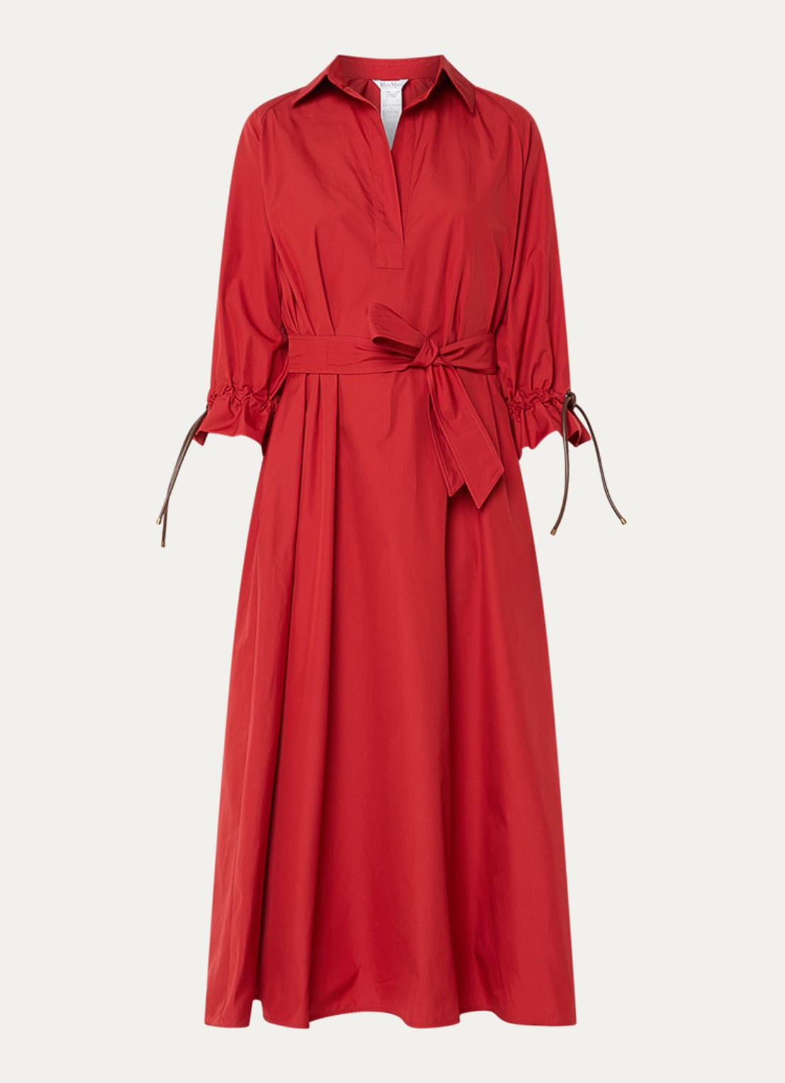 Max Mara Mirto midi tuniekjurk met strikceintuur - voorkant rood