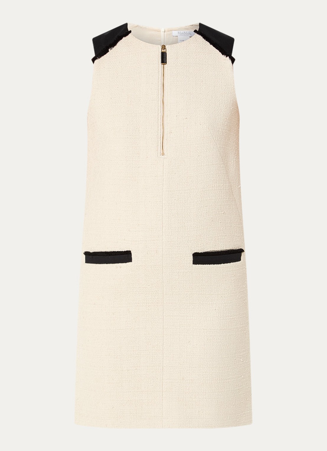 Max Mara Mito mini jurk in linnenblend met tweed-look  - voorkant 2 beige