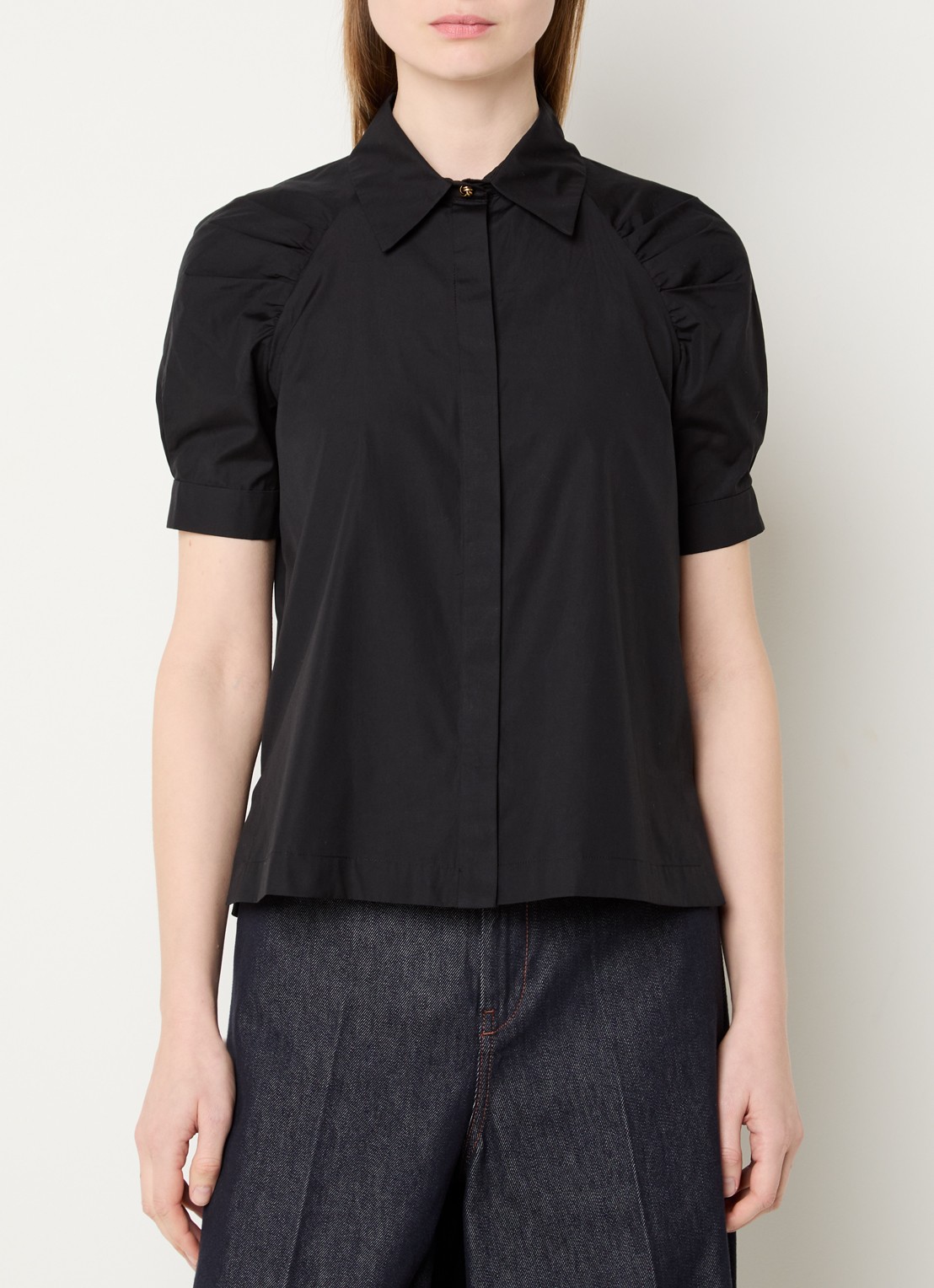 Max Mara Mstamore blouse met kraag - detail 3 zwart
