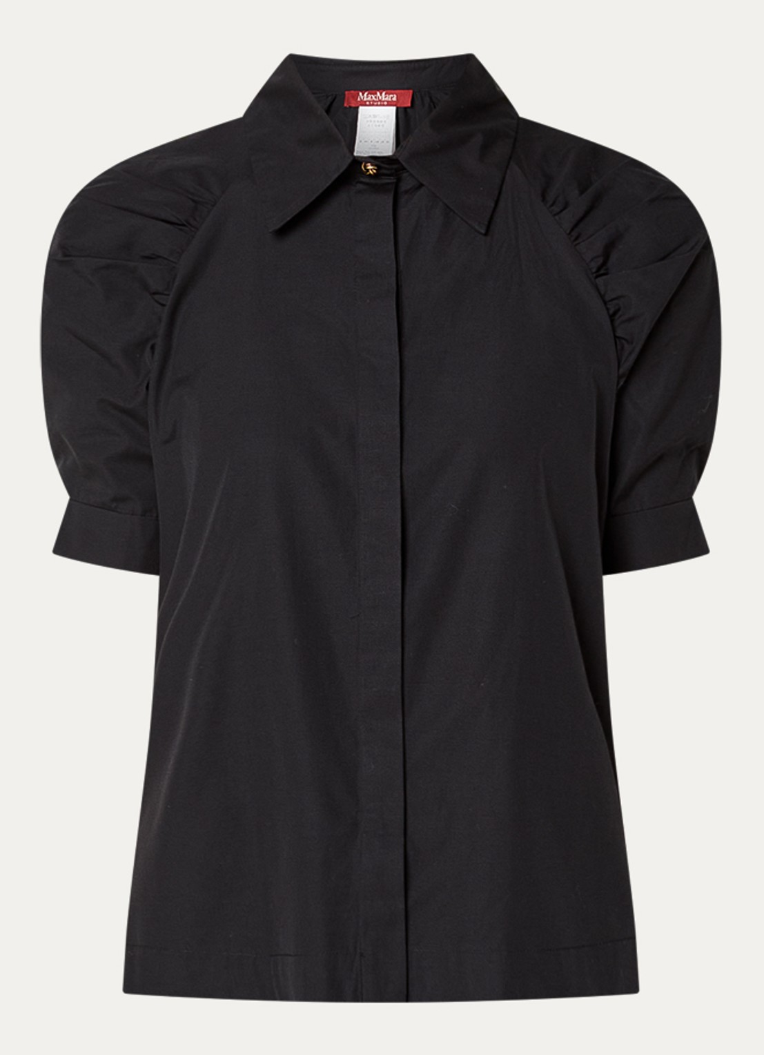 Max Mara Mstamore blouse met kraag - voorkant zwart