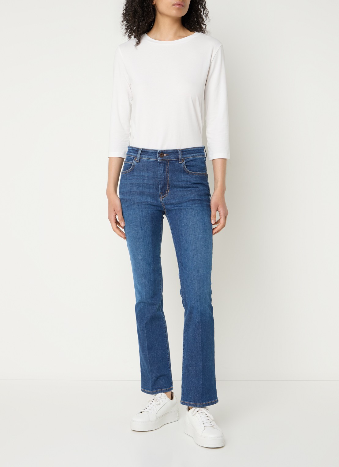 Max Mara Multia longsleeve met driekwart mouw en ronde hals - voorkant 3 gebroken wit