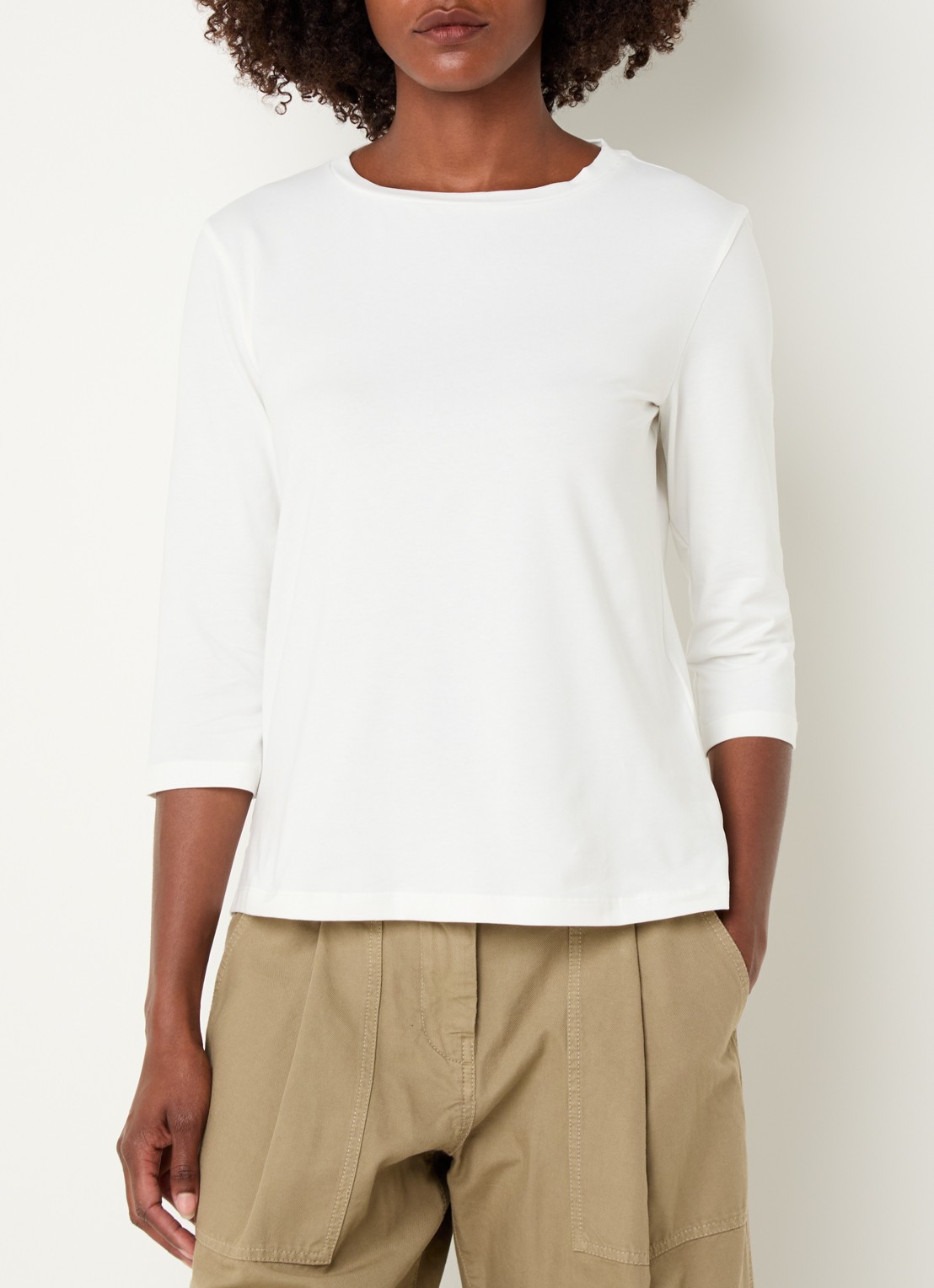 Max Mara Multia top met ronde hals - detail wit