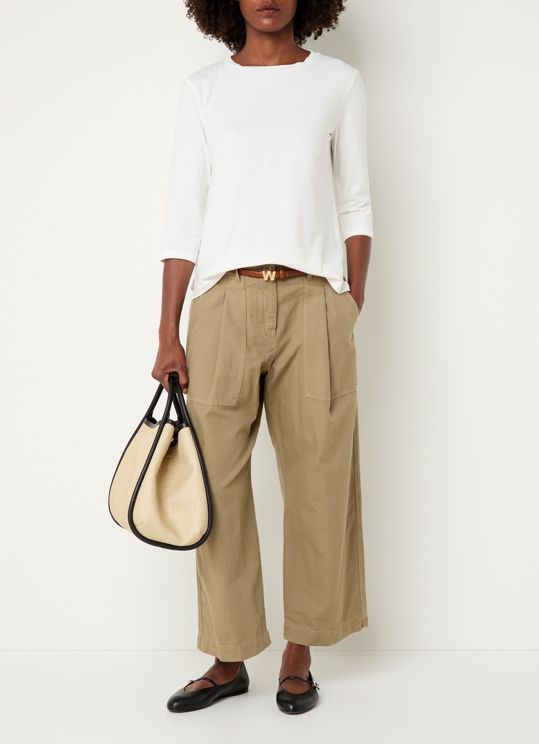 Max Mara Multia top met ronde hals - voorkant 3 wit