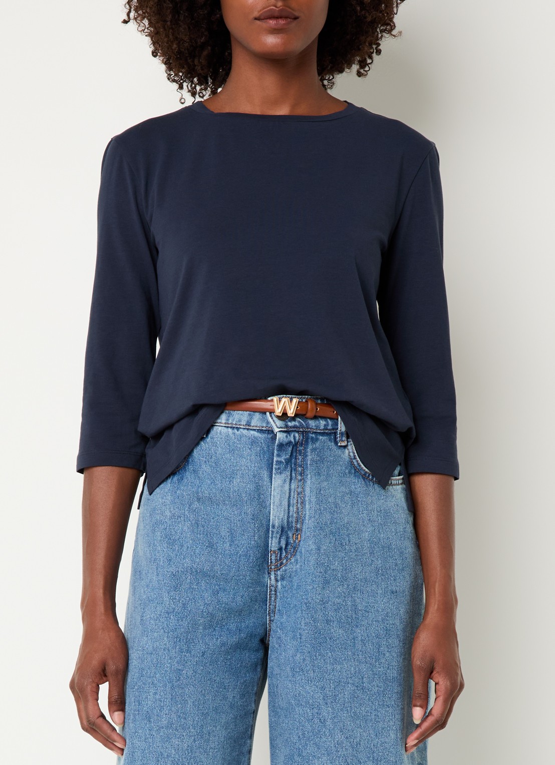 Max Mara Multia top met ronde hals - detail donkerblauw