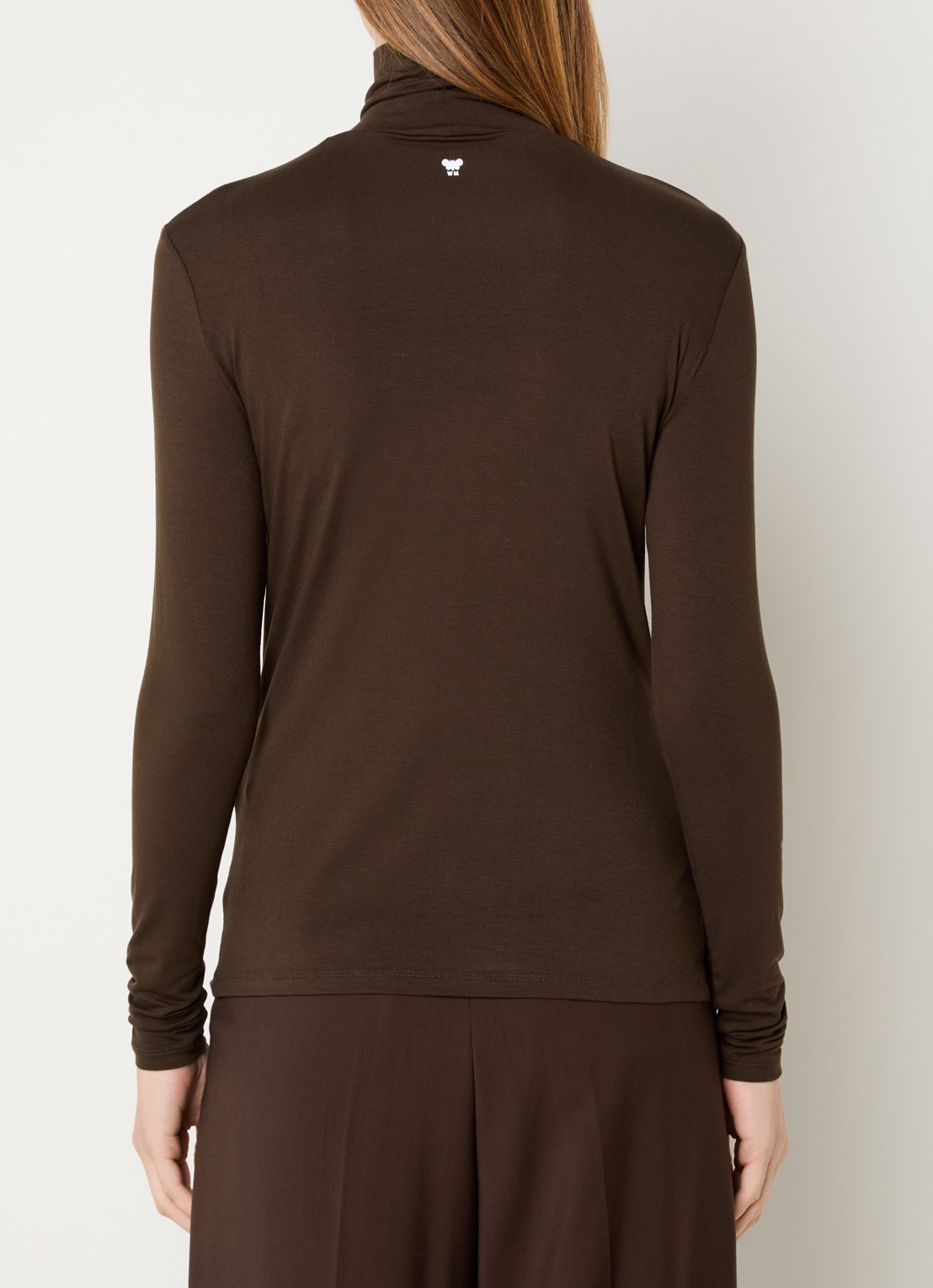 Max Mara Multif top van jersey met col - achterkant 2 donkerbruin