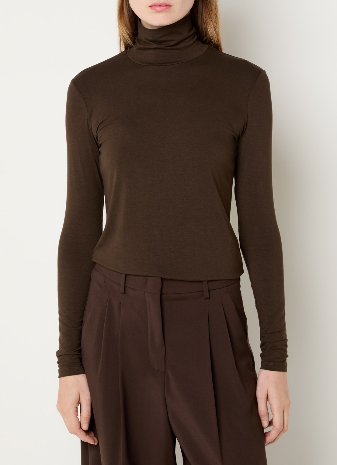 Max Mara Multif top van jersey met col - detail donkerbruin
