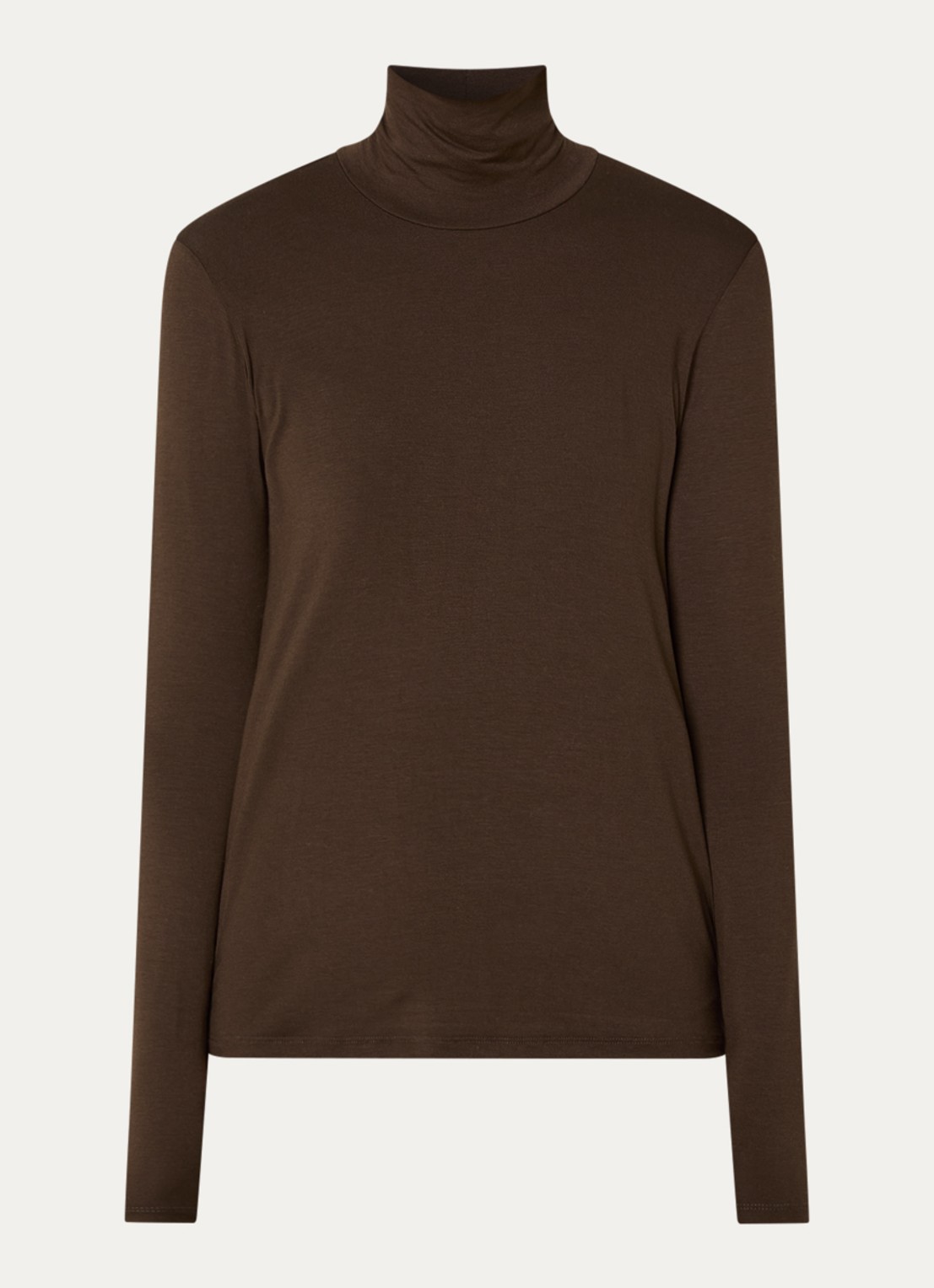Max Mara Multif top van jersey met col - voorkant 3 donkerbruin