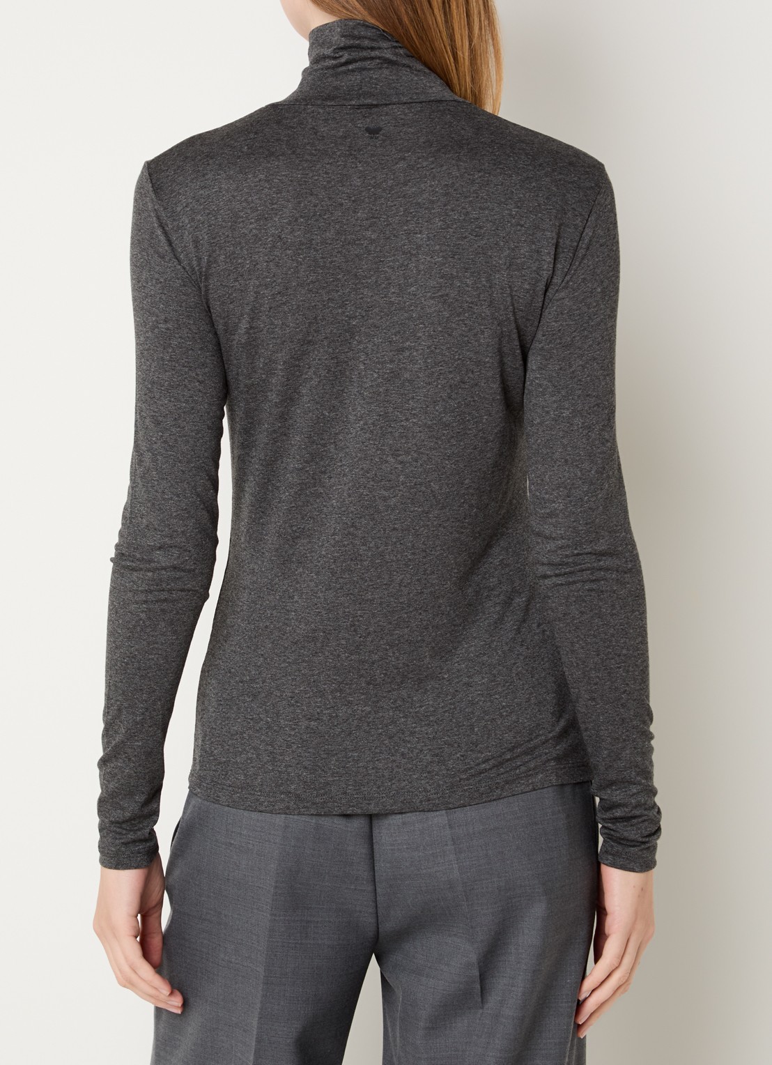 Max Mara Multif top van jersey met col - achterkant 2 donkergrijs