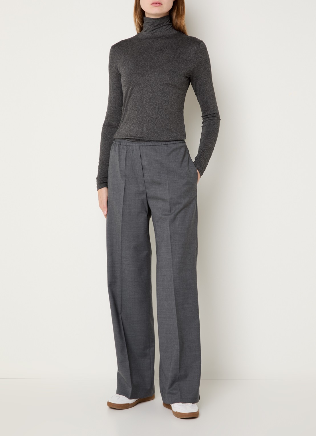 Max Mara Multif top van jersey met col - voorkant 4 donkergrijs