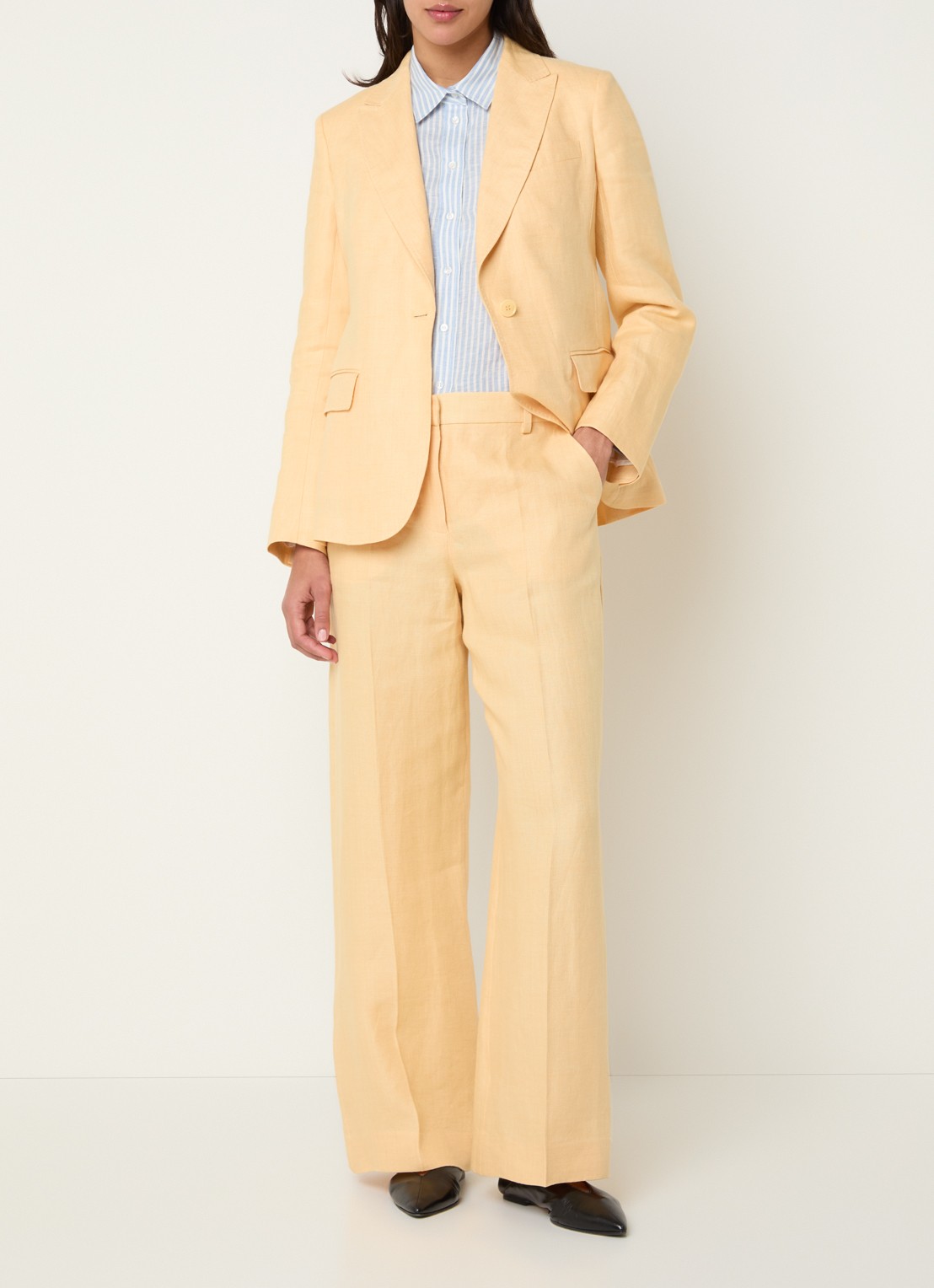 Max Mara Nalut blazer van linnen met klepzakken - voorkant 3 geel