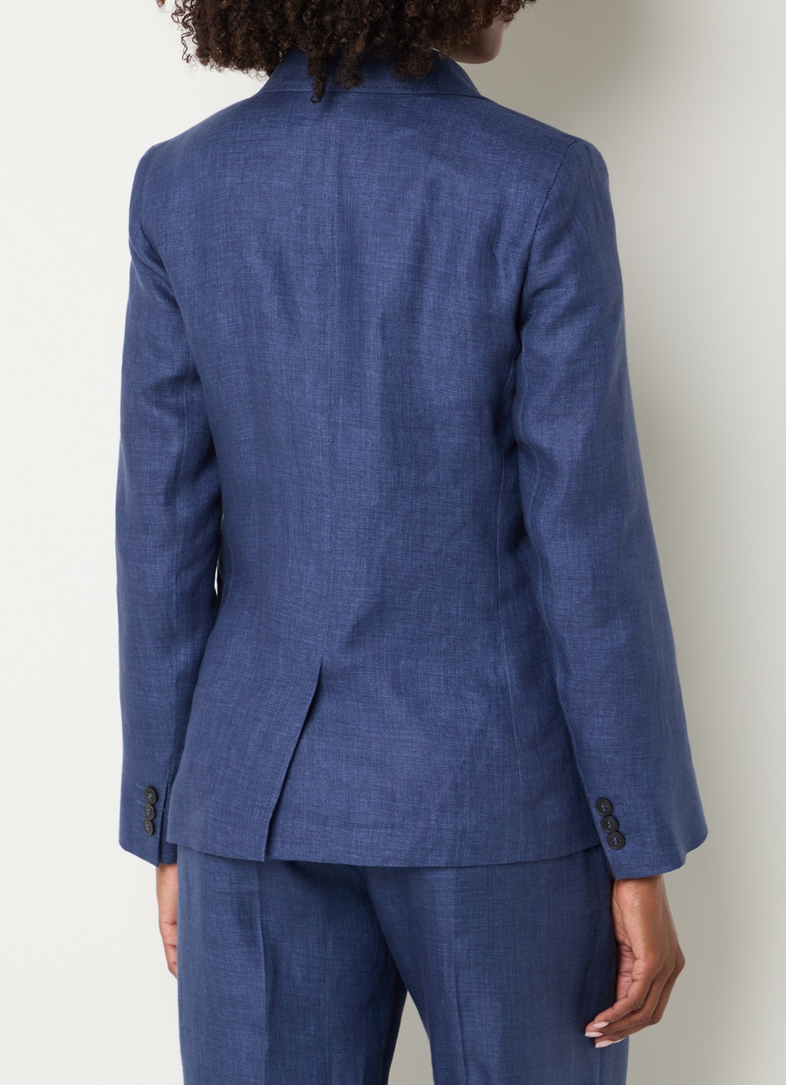 Max Mara Nalut blazer van linnen met klepzakken - achterkant donkerblauw