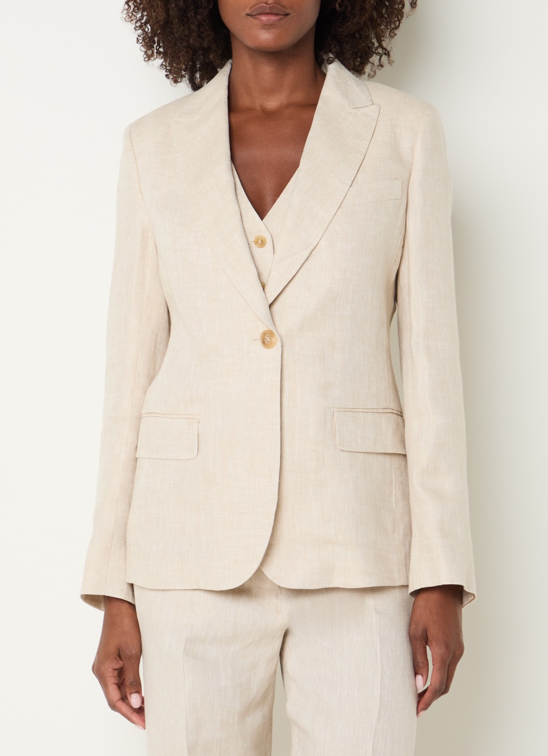 Max Mara Nalut blazer van linnen met klepzakken - detail 4 creme