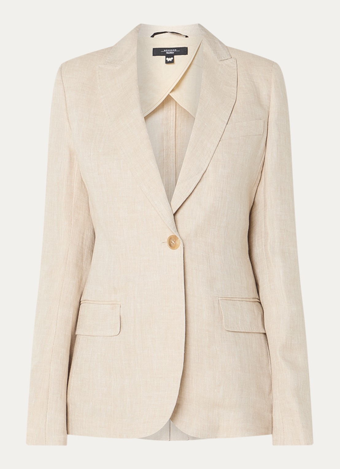 Max Mara Nalut blazer van linnen met klepzakken - voorkant creme