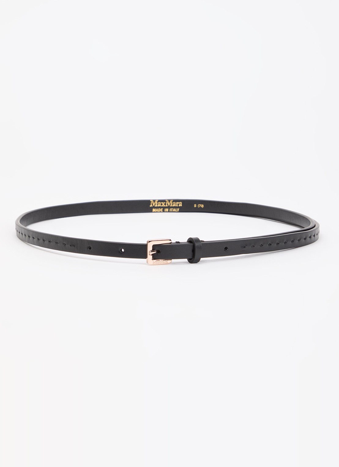 Max Mara Natural riem van kalfsleer - voorkant zwart