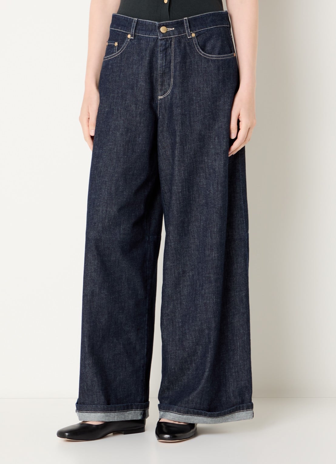 Max Mara Occhio high waist wide leg jeans met donkere wassing - detail 2 indigo