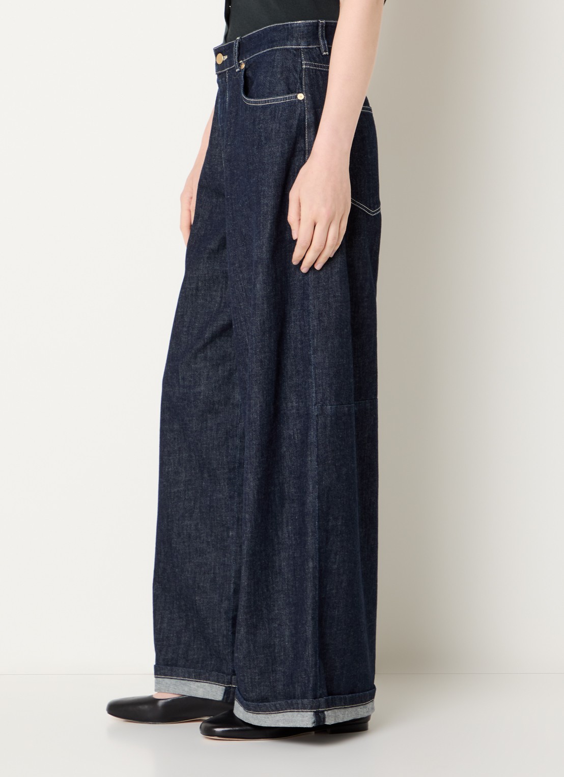 Max Mara Occhio high waist wide leg jeans met donkere wassing - detail 3 indigo