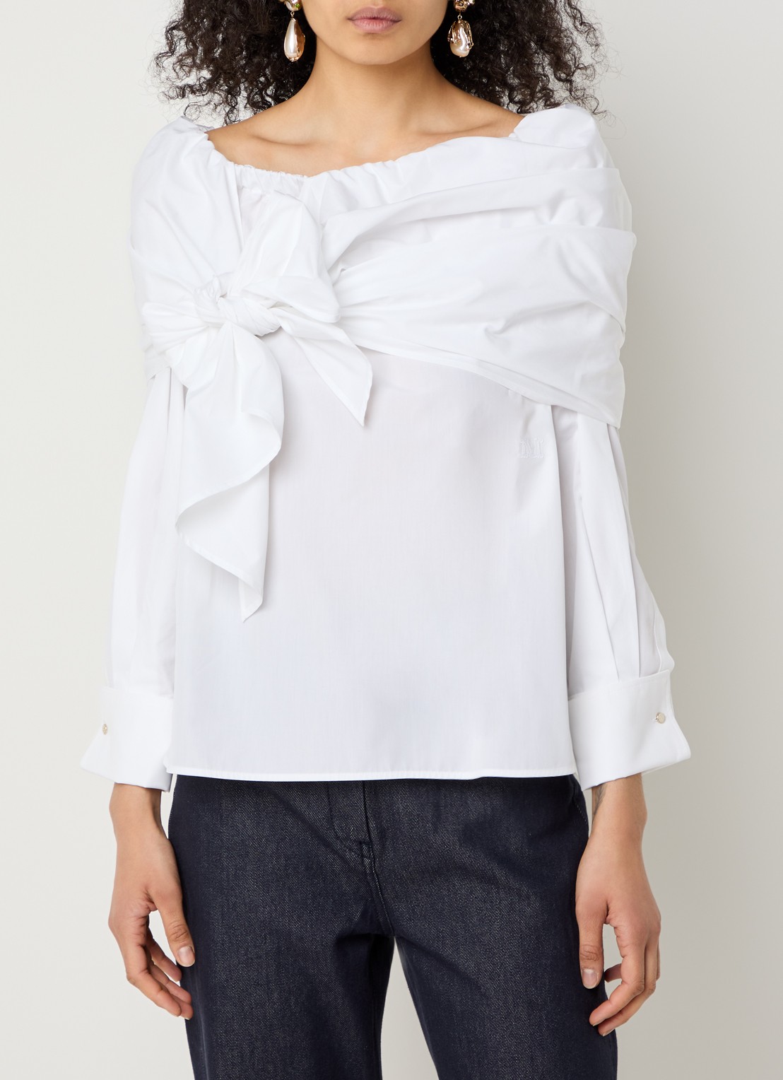 Max Mara Off-shoulder tuniek met strik detail - detail 3 wit