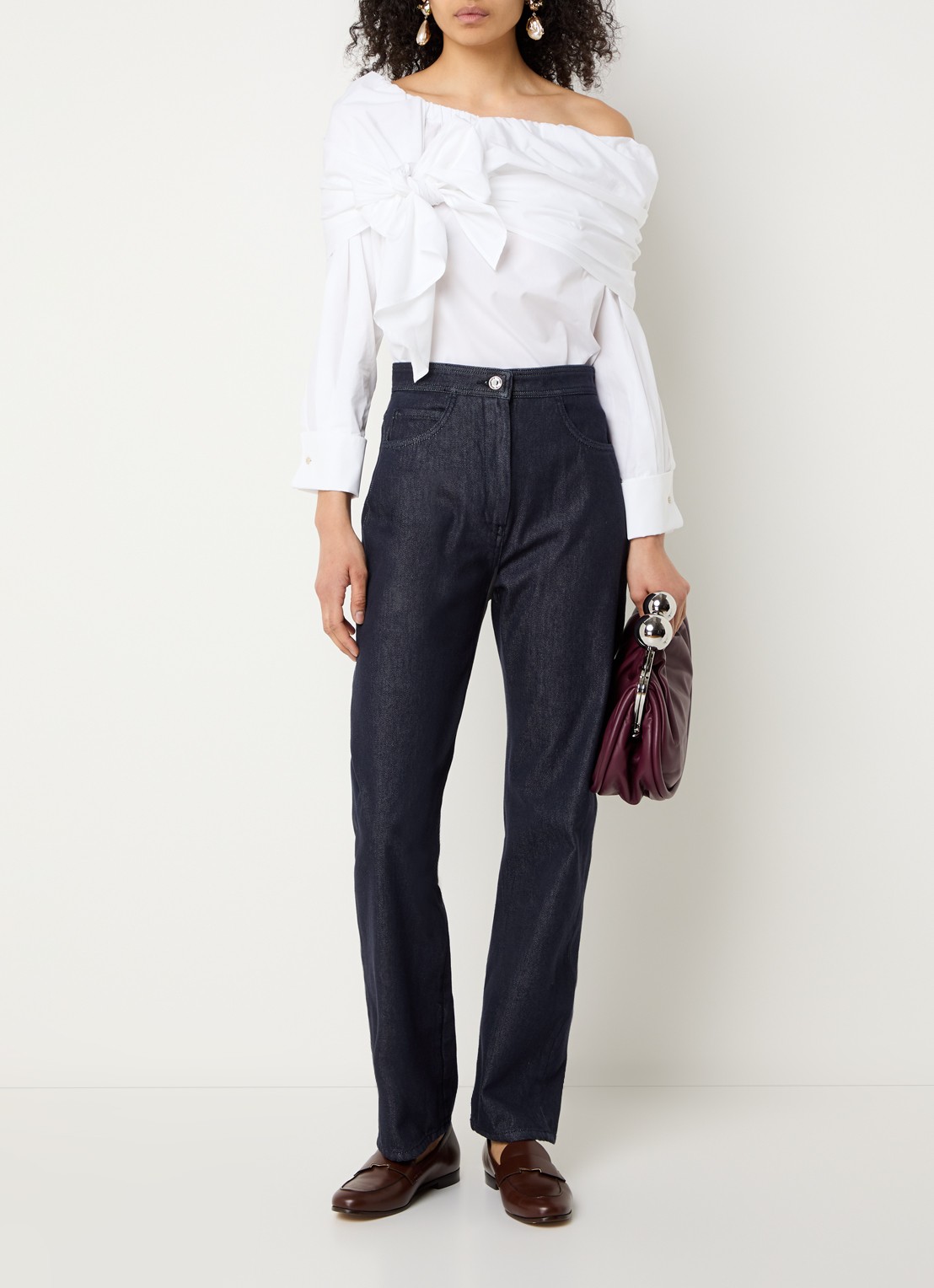 Max Mara Off-shoulder tuniek met strik detail - voorkant 2 wit